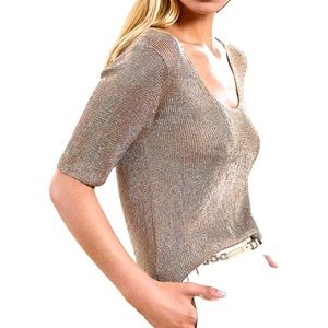 Reiss Gold Metallic Knit Top